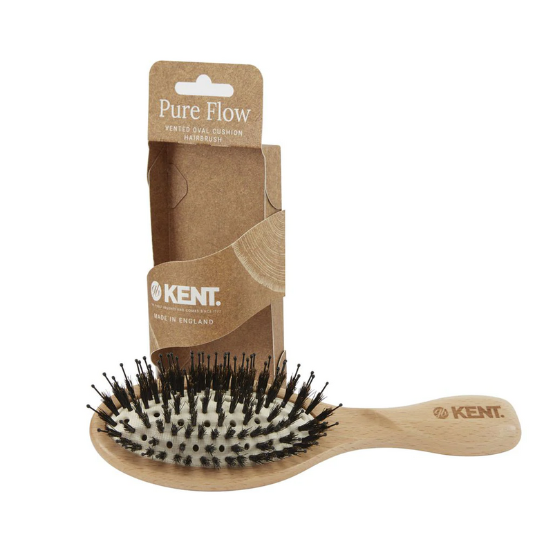 KENT LPF1 "Pure Flow" Vented Oval Cushion Bristle Nylon Mix Hairbrush