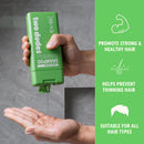 Two Dudes Strengthening Shampoo cleans while promoting strong growth with keratin + wheat protein to thicken your mane