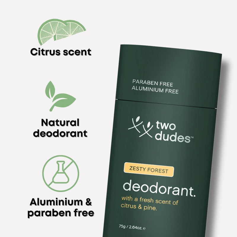 two dudes deodorant zesty forest 75g
