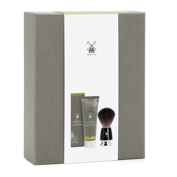 MÜHLE Shaving Starter Set - shaving cream and RYTMO shaving brush Black Fibre