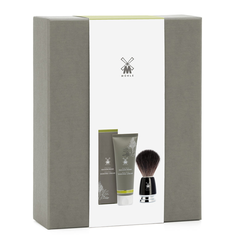 MÜHLE Shaving Starter Set - shaving cream and RYTMO shaving brush Black Fibre
