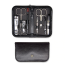 Three Swords BL 5213 Leather Style Manicure Set, Black