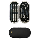 Three Swords 7903 Leather Manicure Set - Black